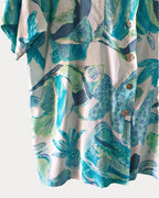 Vintage Turquoise Floral Blouse