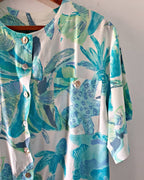 Vintage Turquoise Floral Blouse