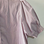 Vintage Puff Sleeve Striped Blouse with Flower Embroidery