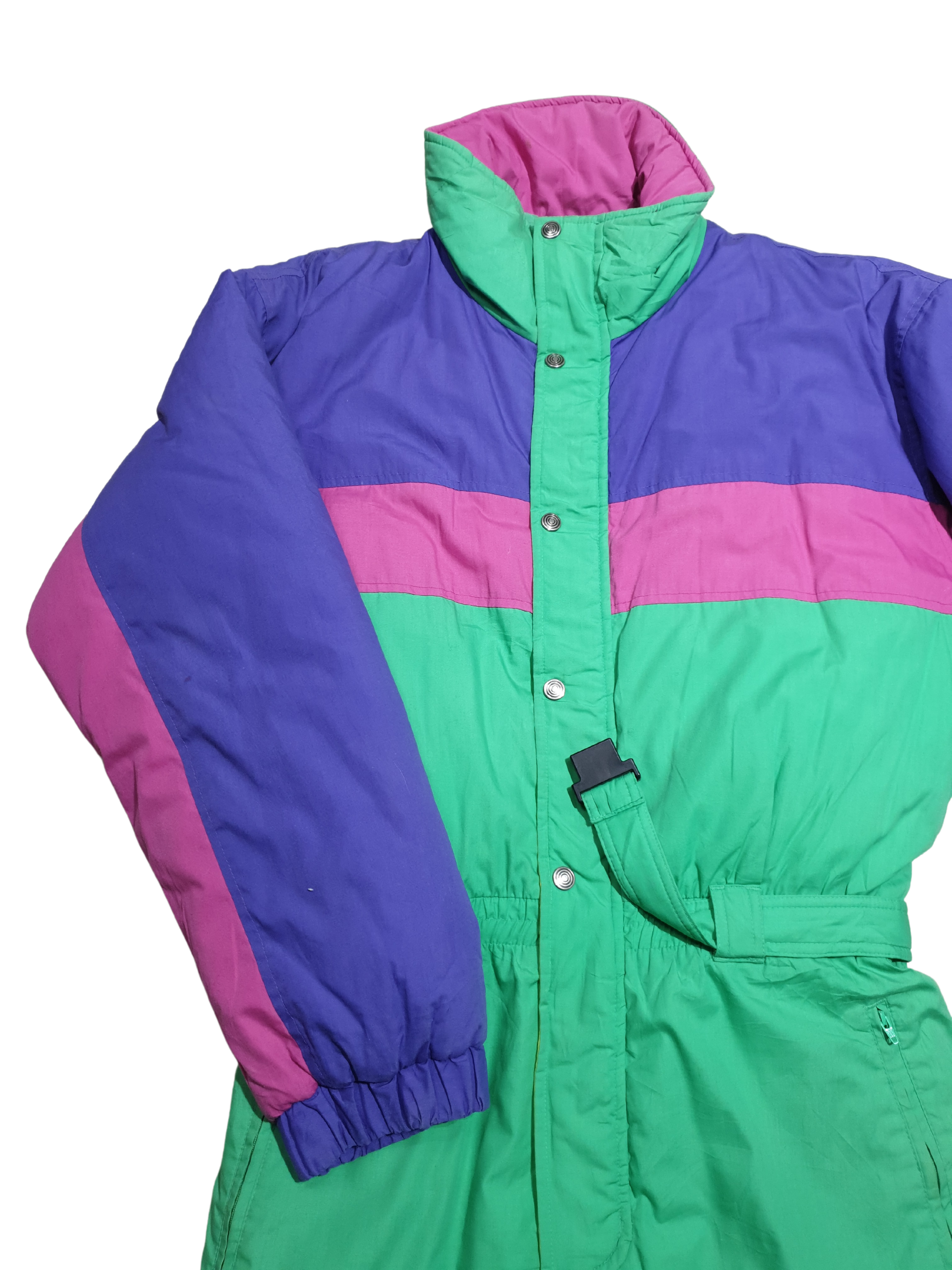 Vintage 80s 90s Colorblock Jumpsuit with foldable hood