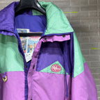 Vintage 80s Colorblock Jacket with Foldable Hood