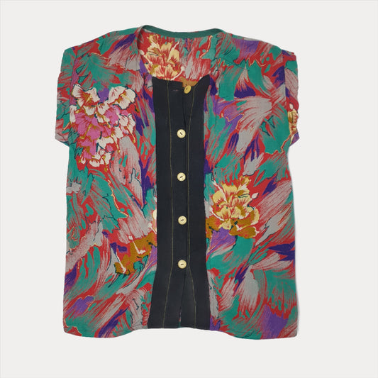 Vintage abstract floral blouse