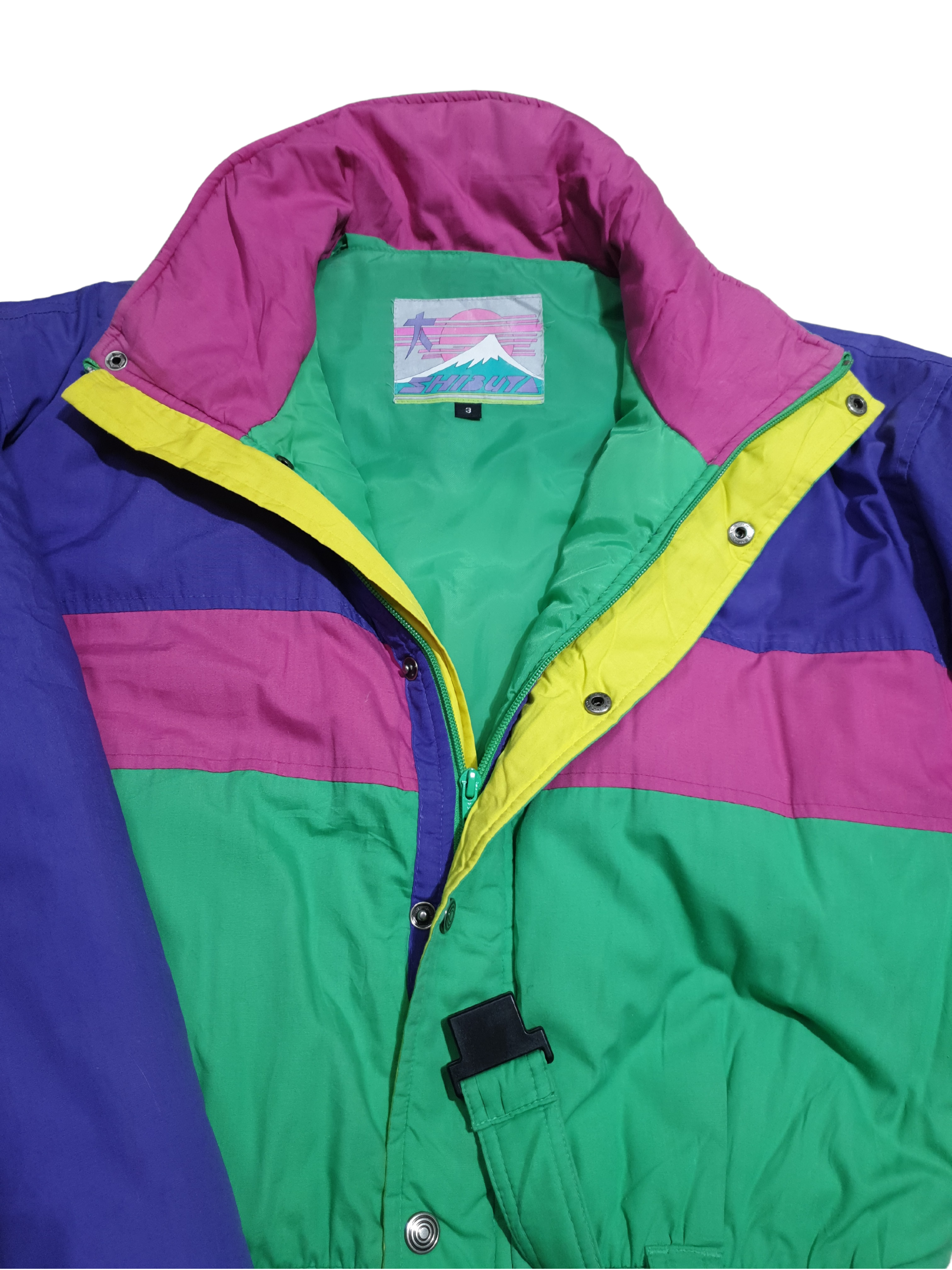 Vintage 80s 90s Colorblock Jumpsuit with foldable hood