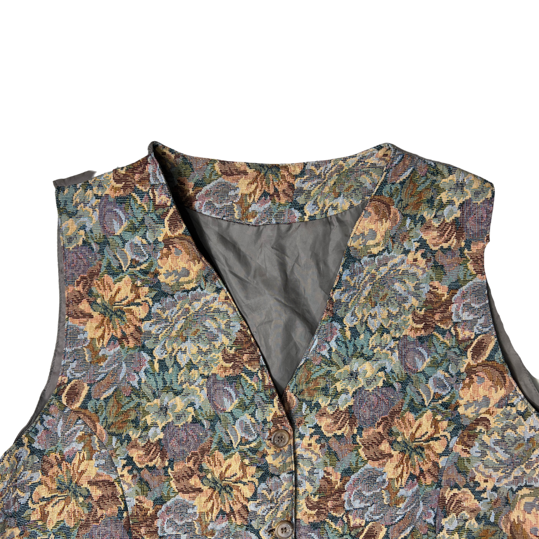 Vintage floral tapestry vest