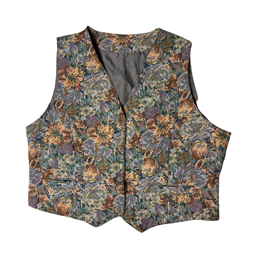 Vintage floral tapestry vest