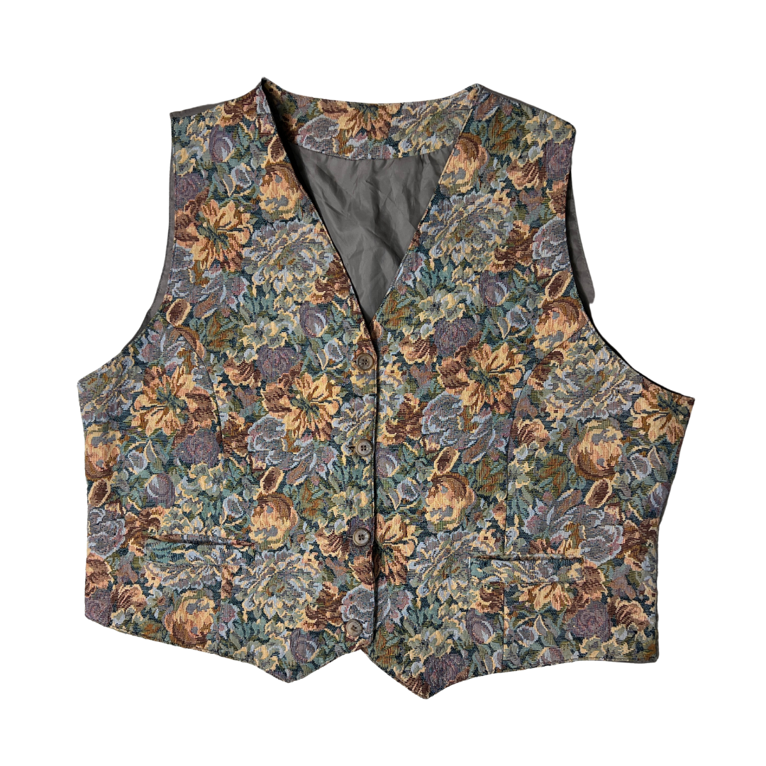 Vintage floral tapestry vest