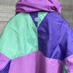 Vintage 80s Colorblock Jacket with Foldable Hood