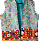 2 in 1 Reversible Embroidered Open Front Vest