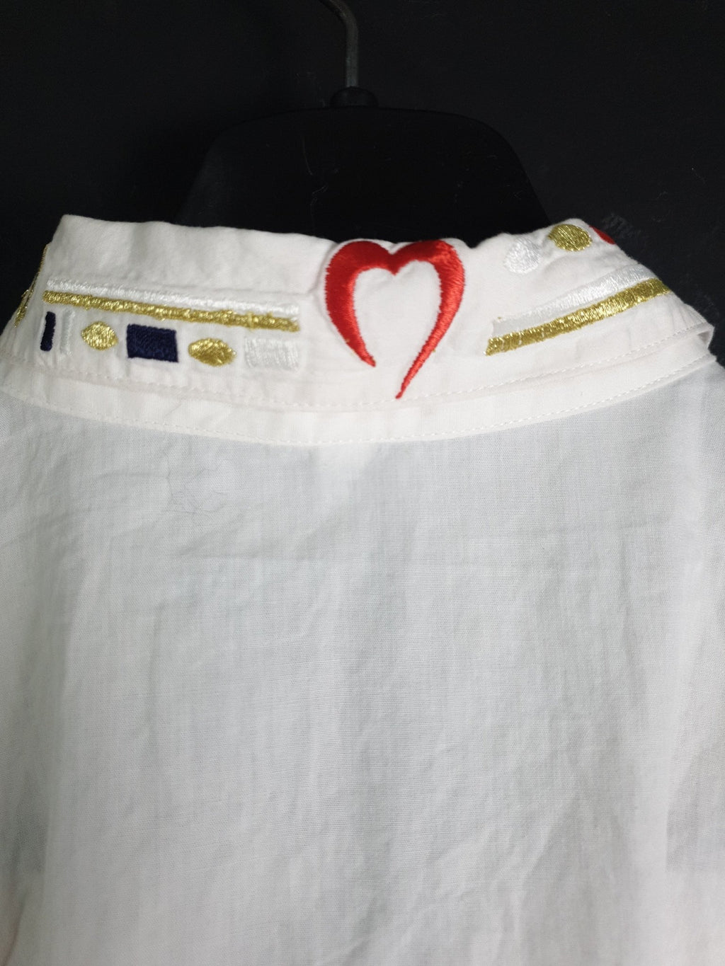 80s Blouse with Embroidery Detailing - Funkify