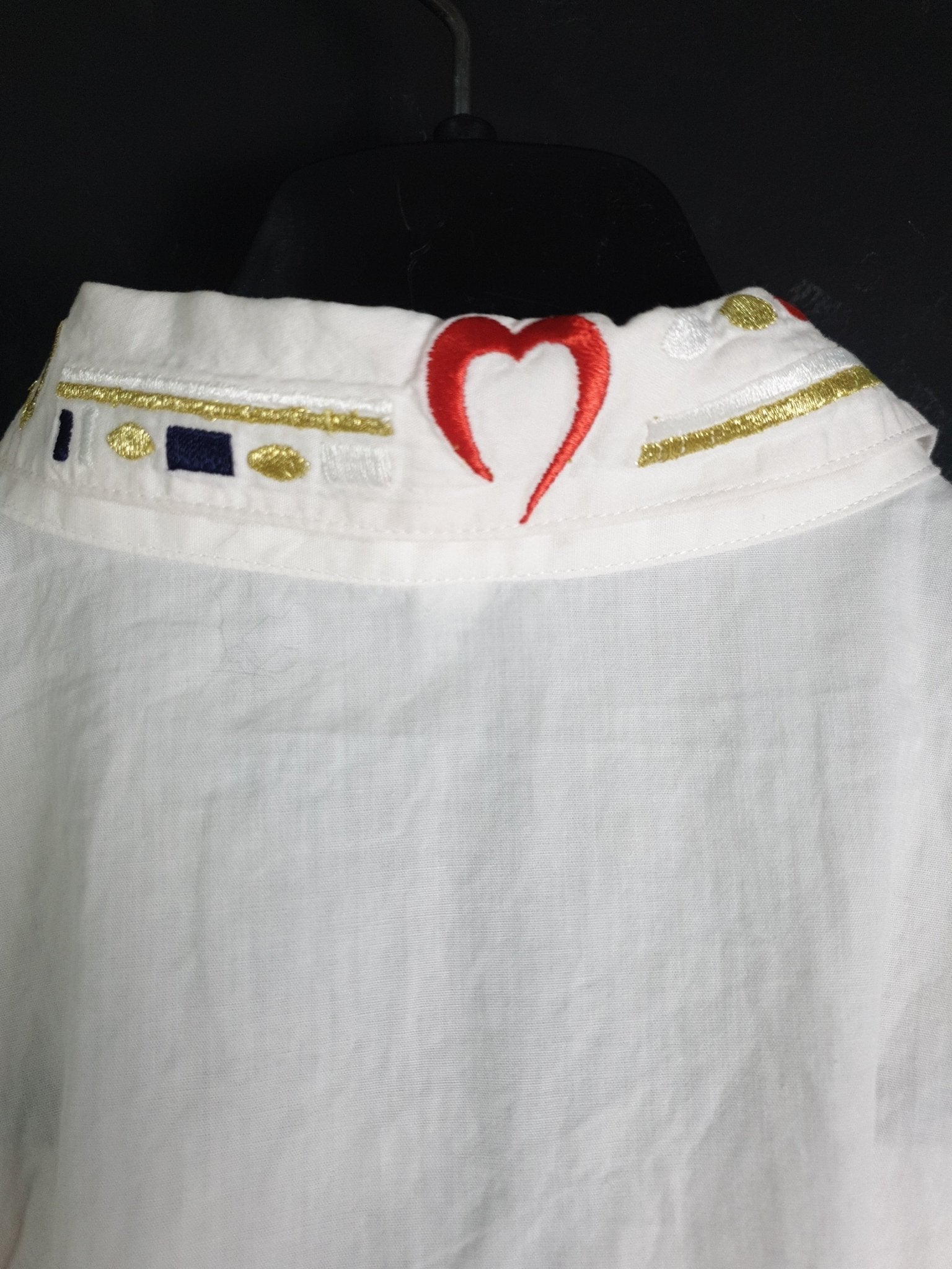 80s Blouse with Embroidery Detailing - Funkify