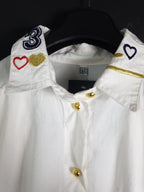 80s Blouse with Embroidery Detailing - Funkify