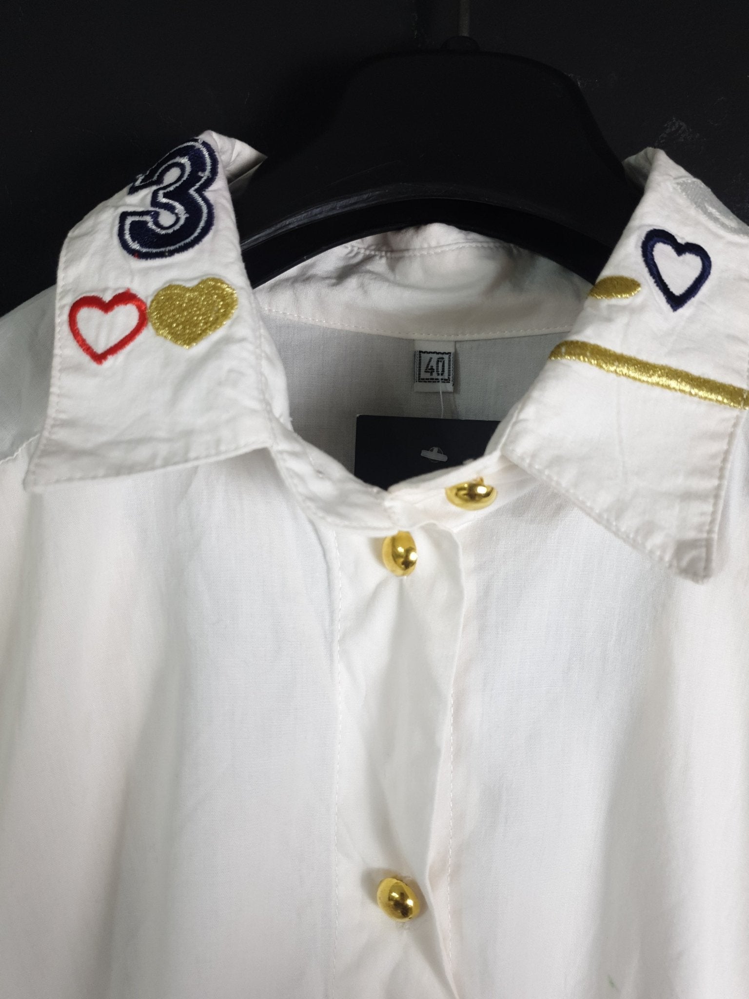 80s Blouse with Embroidery Detailing - Funkify