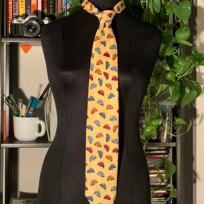 Vintage Necktie with Cars Print