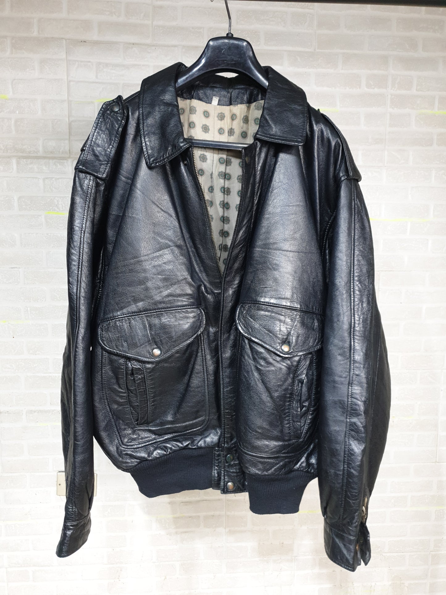 Vintage Genuine Leather Bomber Jacket