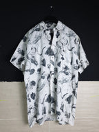 Casino White Shirt with Black Floral Details