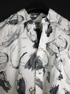 Casino White Shirt with Black Floral Details