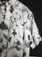Casino White Shirt with Black Floral Details
