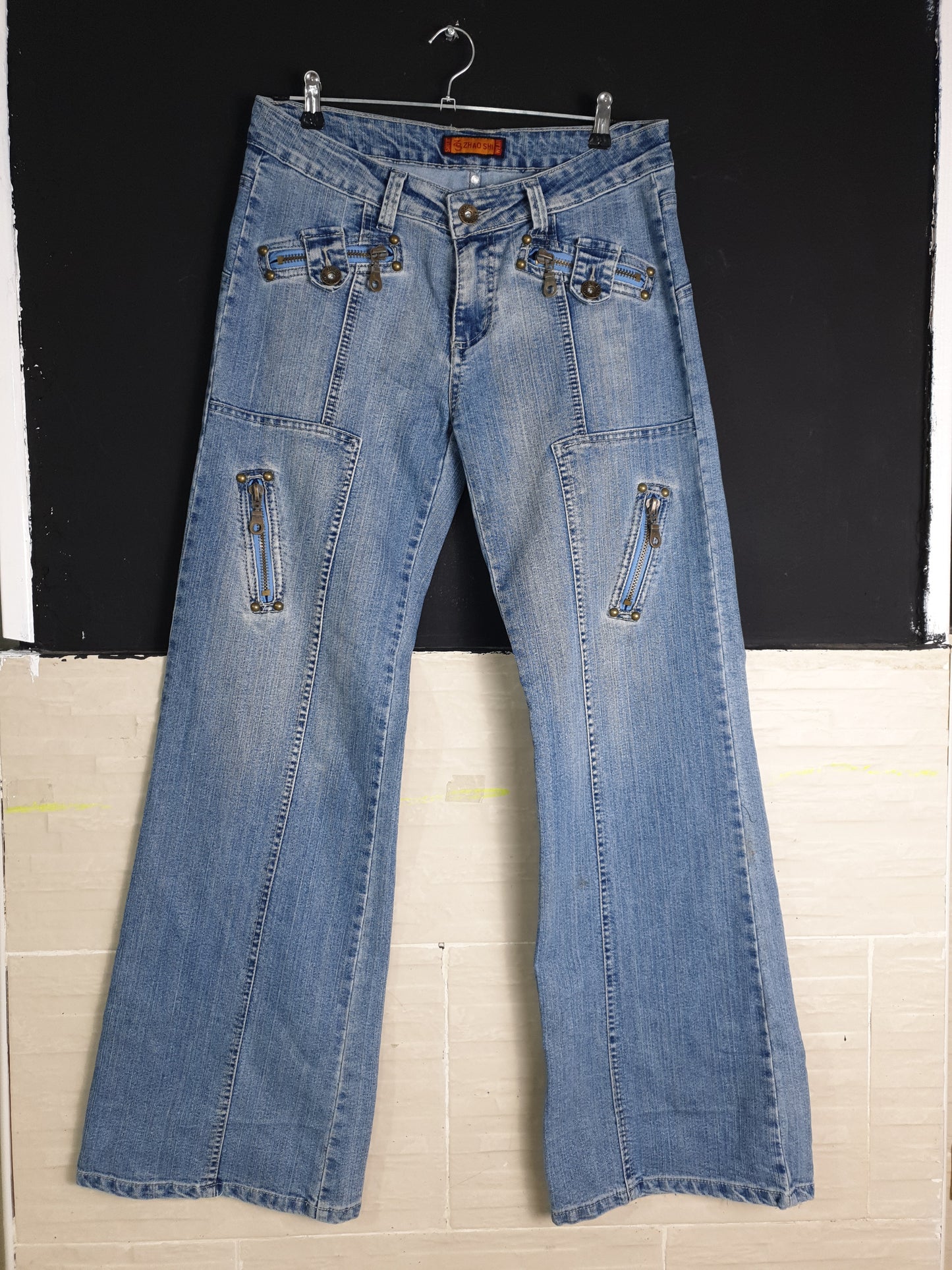 Denim Pants with Zipper Detailing