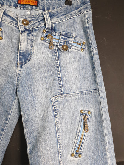 Denim Pants with Zipper Detailing
