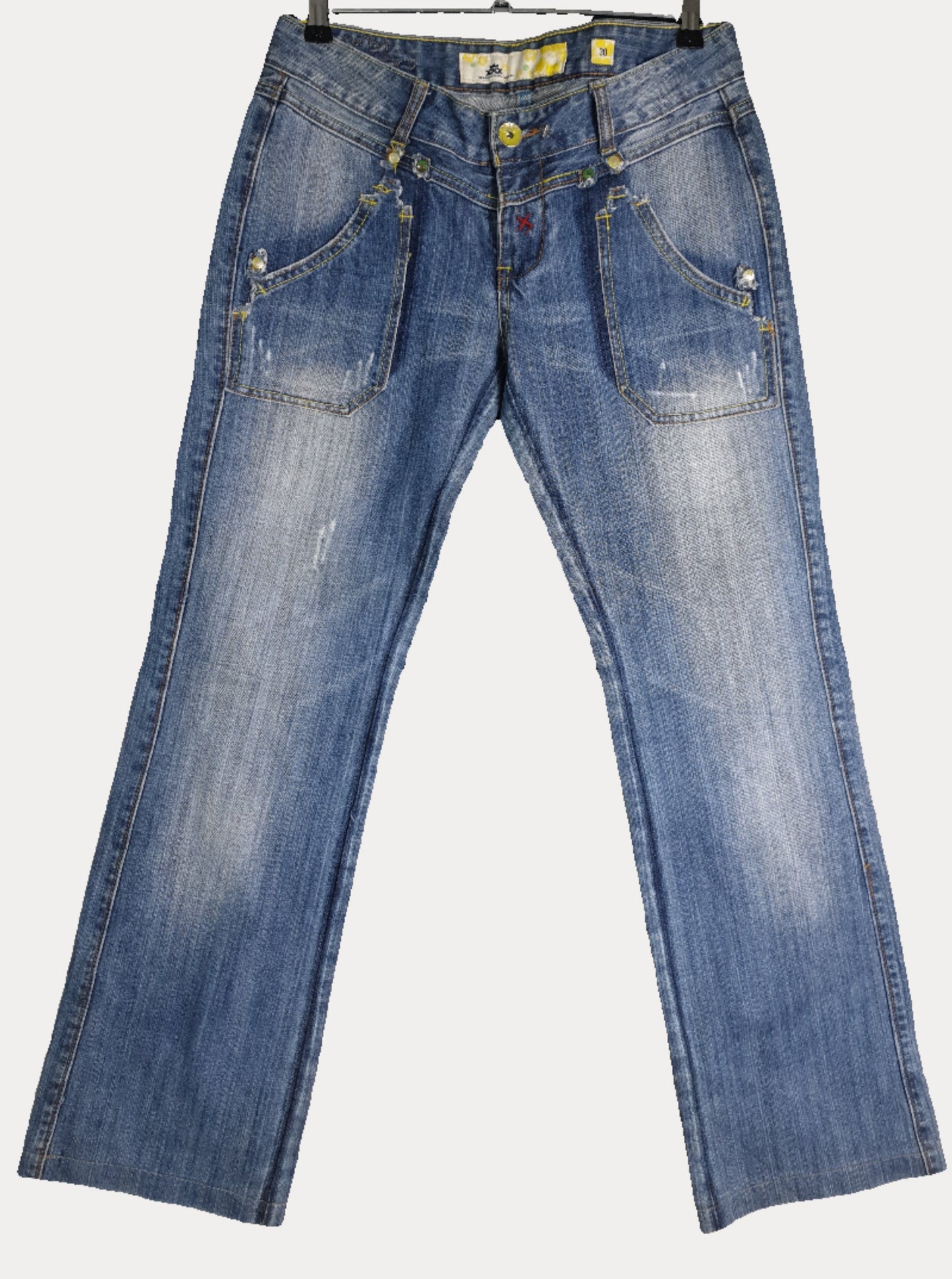 Vintage Low waist Women's Denim Jeans with Button Detailing