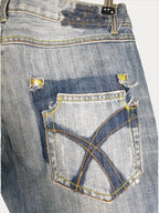 Vintage Low waist Women's Denim Jeans with Button Detailing