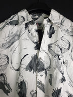 Casino White Shirt with Black Floral Details - Funkify