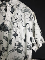 Casino White Shirt with Black Floral Details - Funkify
