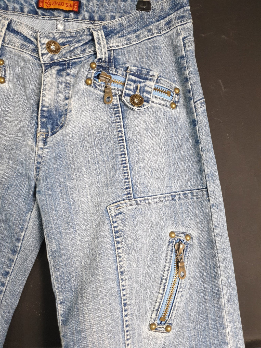 Denim Pants with Zipper Detailing - Funkify