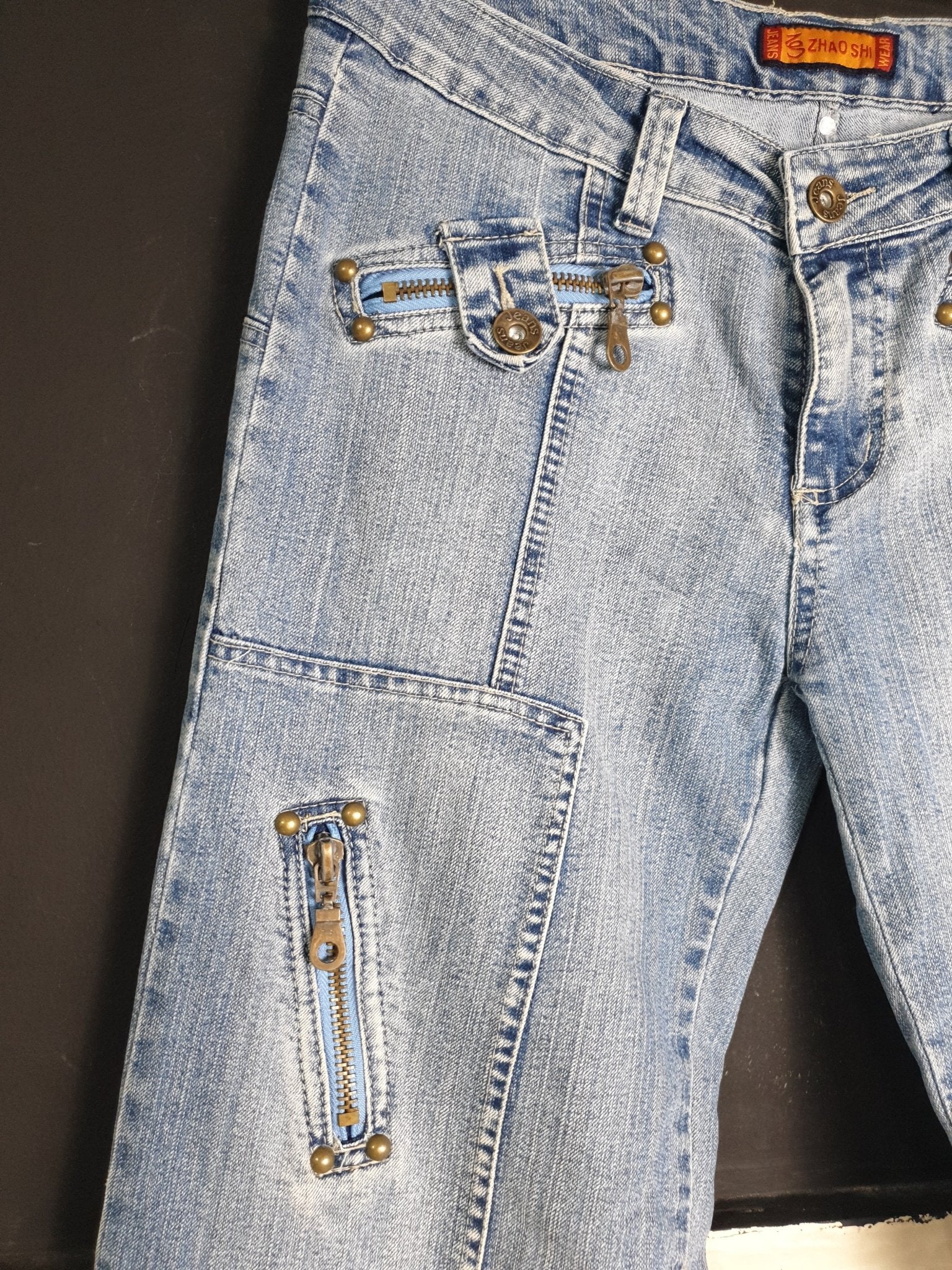 Denim Pants with Zipper Detailing - Funkify