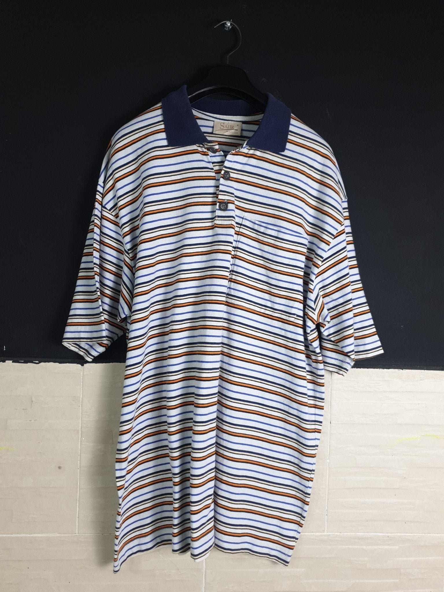 Retro Striped Polo shirt Large - Funkify