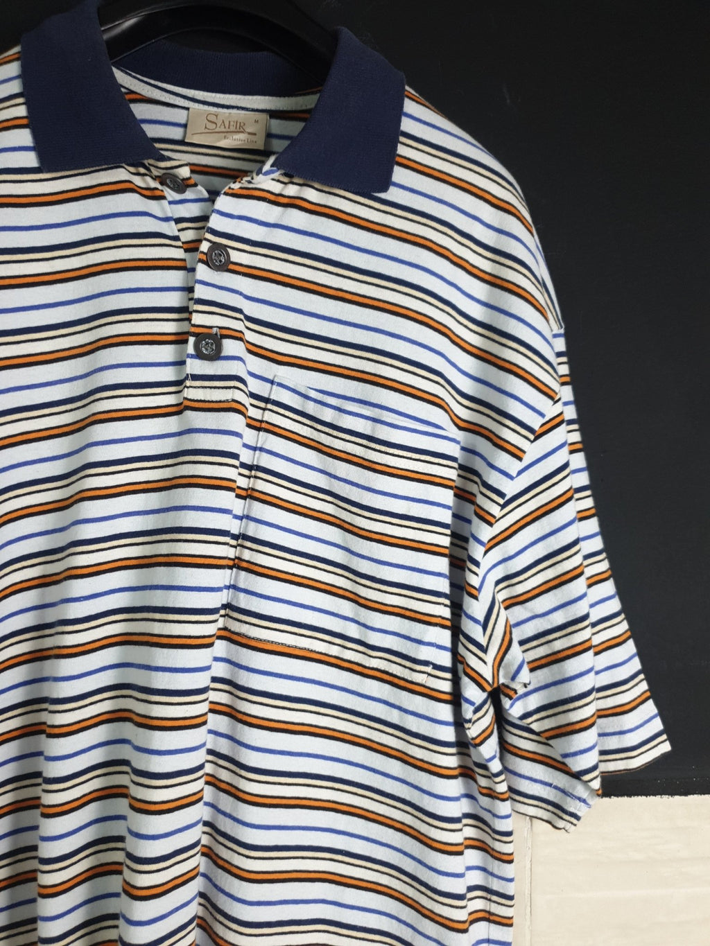 Retro Striped Polo shirt Large - Funkify