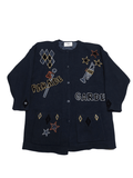 Vintage 80s Wool Blend Embroided Knit Jacket - Funkify