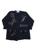 Vintage 80s Wool Blend Embroided Knit Jacket - Funkify