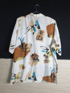 Vintage Abstract Shirt with Shoulder Pads - Funkify