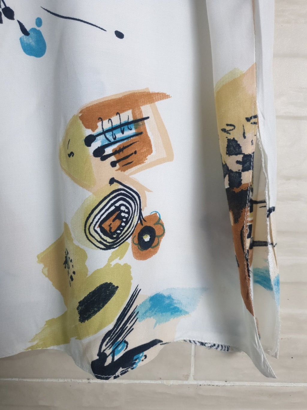 Vintage Abstract Shirt with Shoulder Pads - Funkify