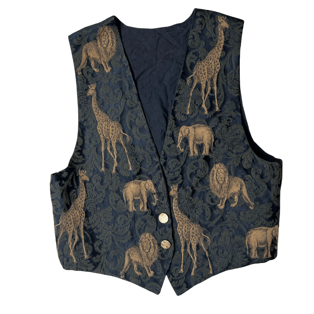 Vintage Animal Pattern Tapestry Vest - Funkify
