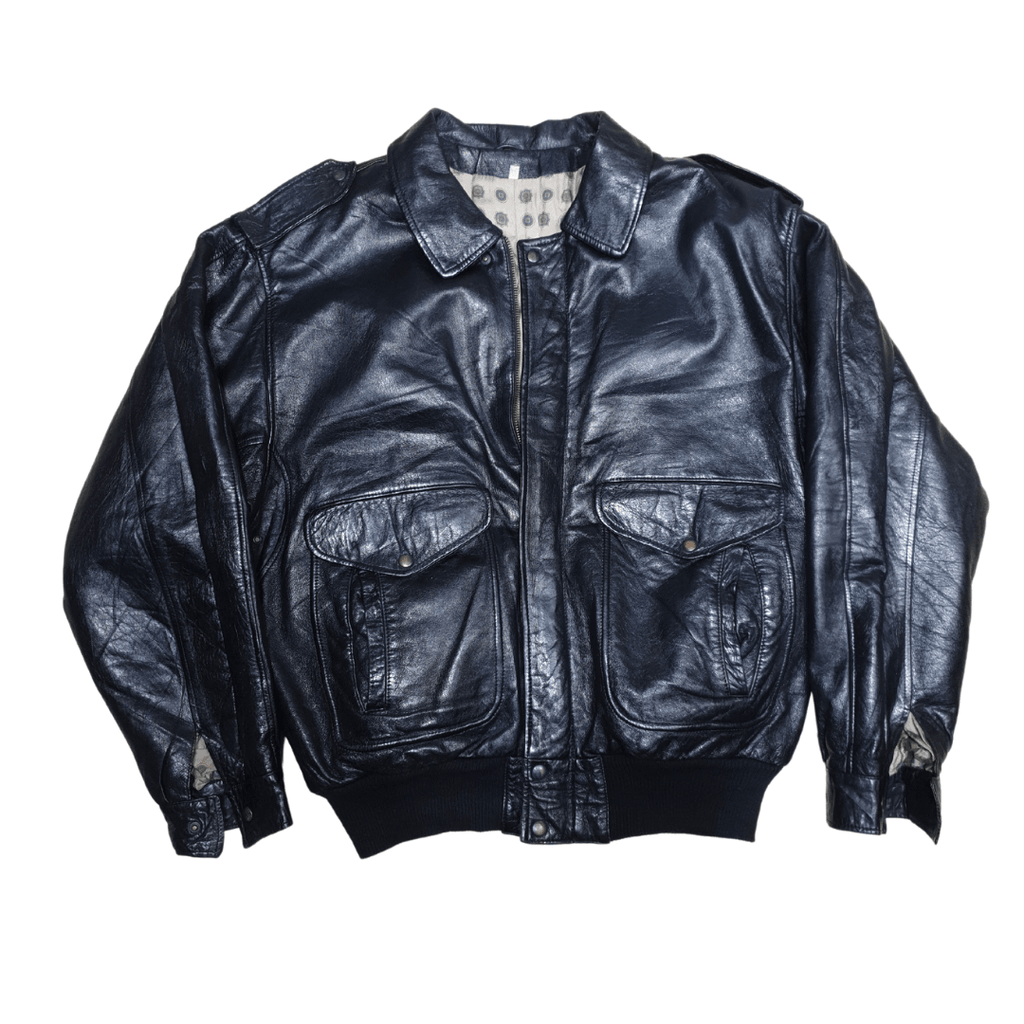 Vintage Genuine Leather Bomber Jacket - Funkify