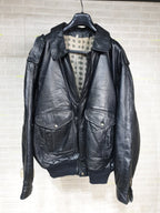 Vintage Genuine Leather Bomber Jacket - Funkify