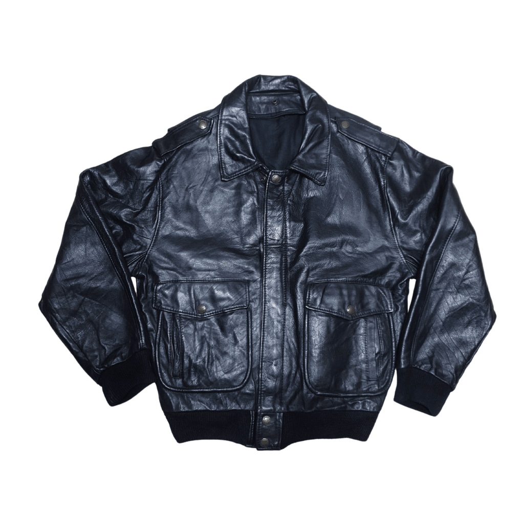 Vintage Genuine Leather Bomber Jacket - Funkify