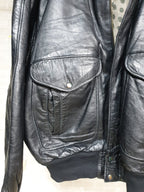 Vintage Genuine Leather Bomber Jacket - Funkify