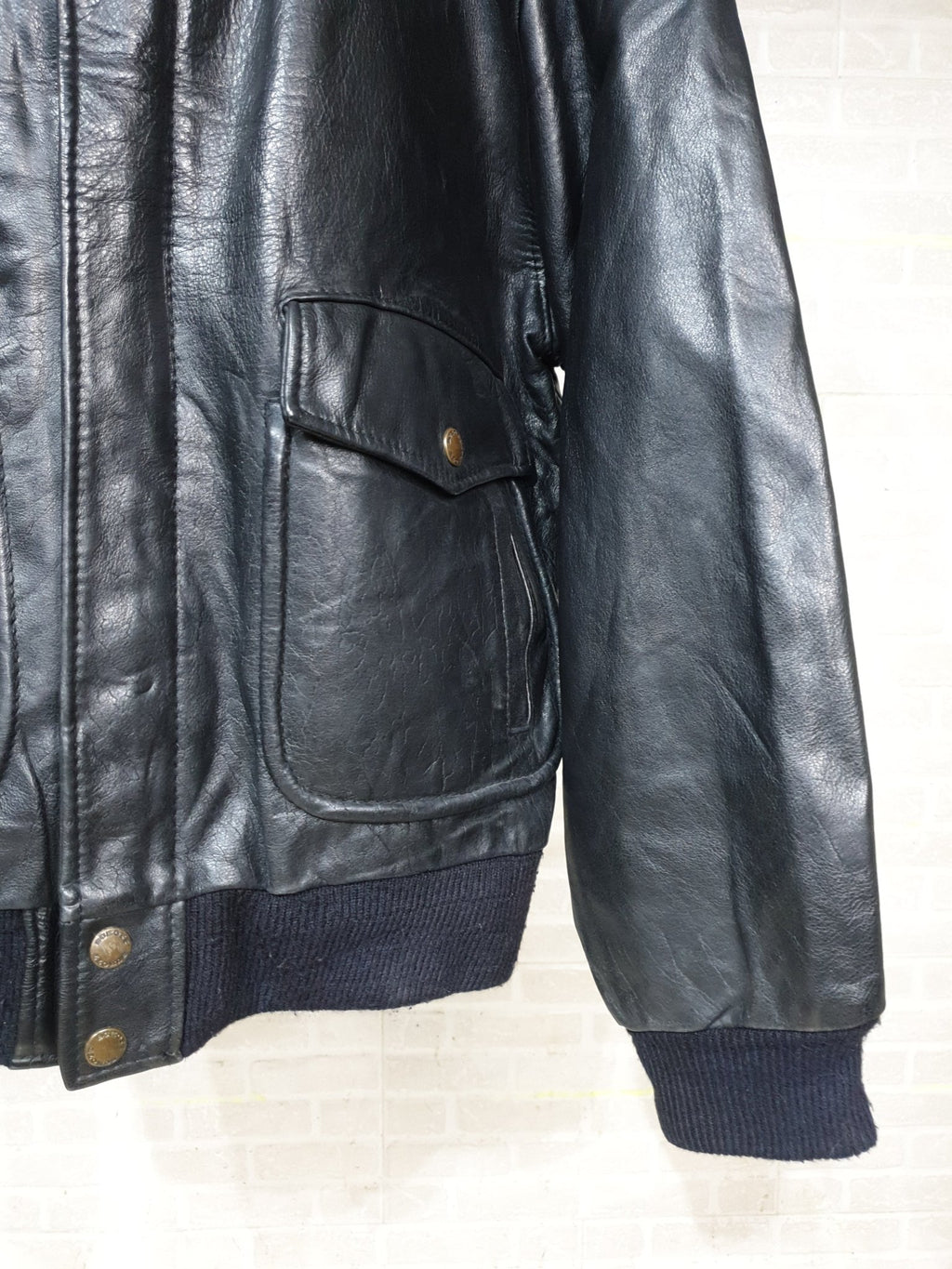 Vintage Genuine Leather Bomber Jacket - Funkify