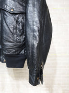 Vintage Genuine Leather Bomber Jacket - Funkify