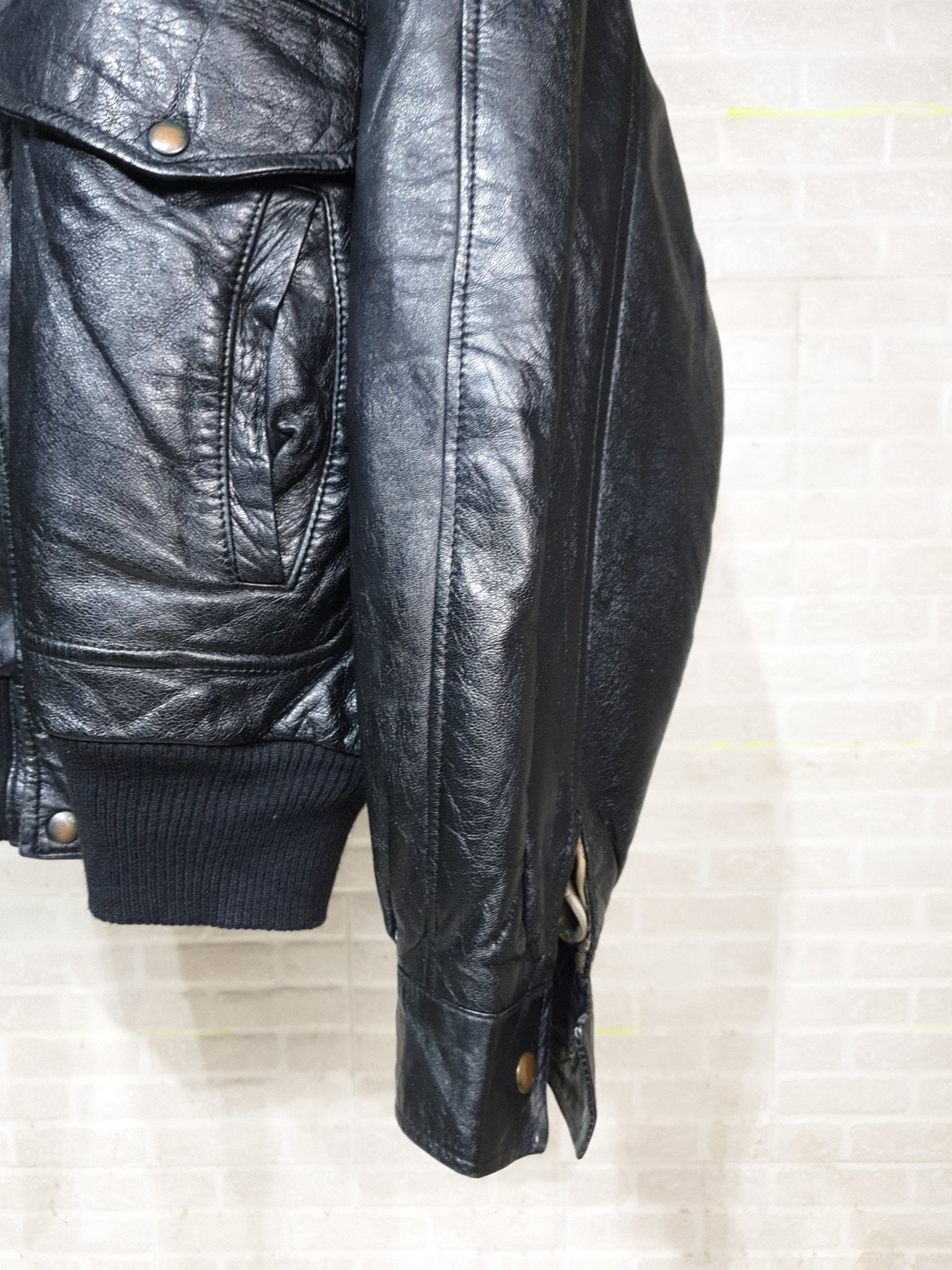 Vintage Genuine Leather Bomber Jacket - Funkify