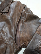 Vintage Genuine Leather Jacket with Detachable Sleeves - Funkify