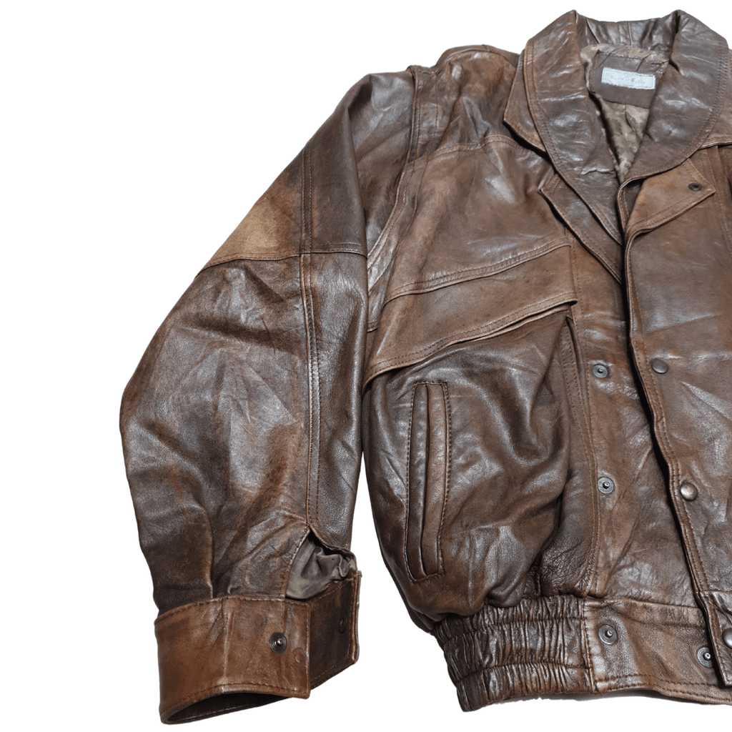 Vintage Genuine Leather Jacket with Detachable Sleeves - Funkify