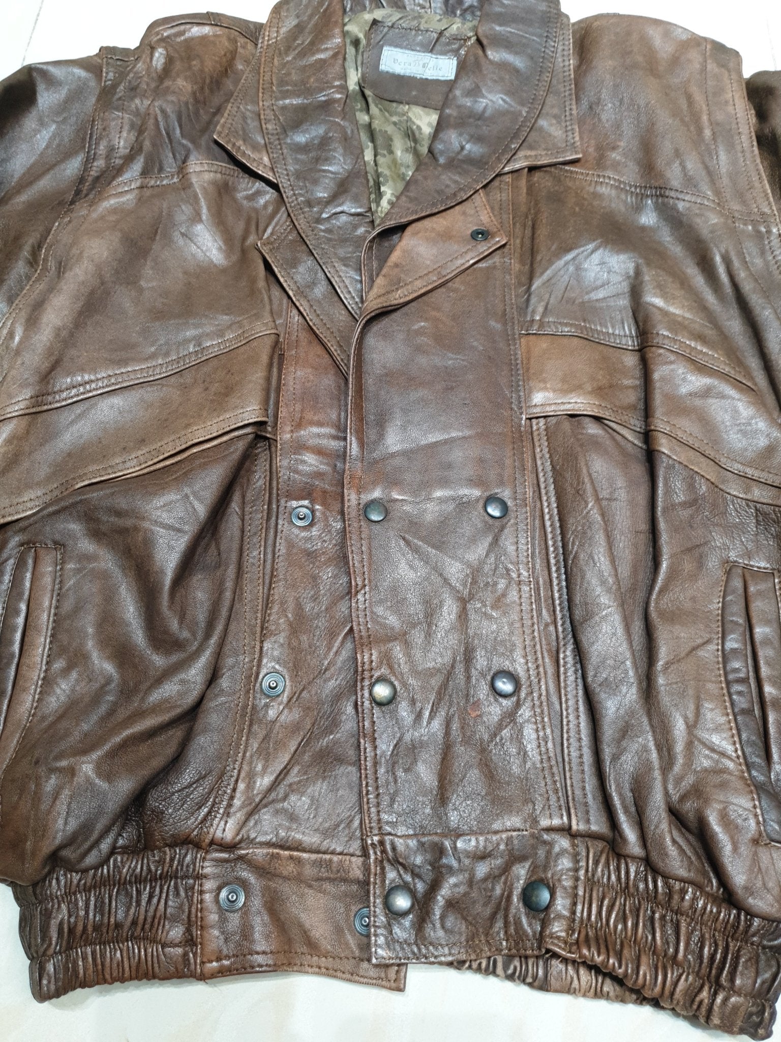 Vintage Genuine Leather Jacket with Detachable Sleeves - Funkify