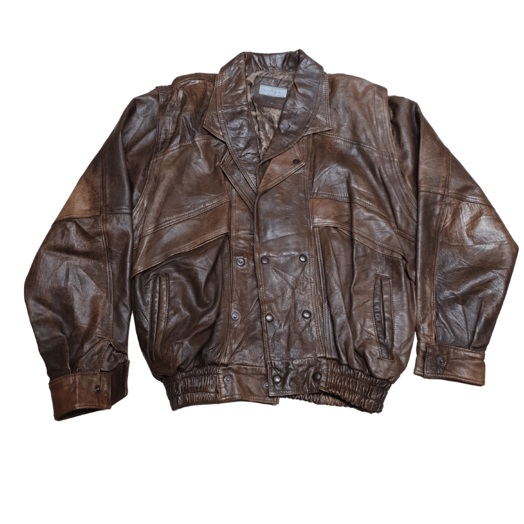 Vintage Genuine Leather Jacket with Detachable Sleeves - Funkify