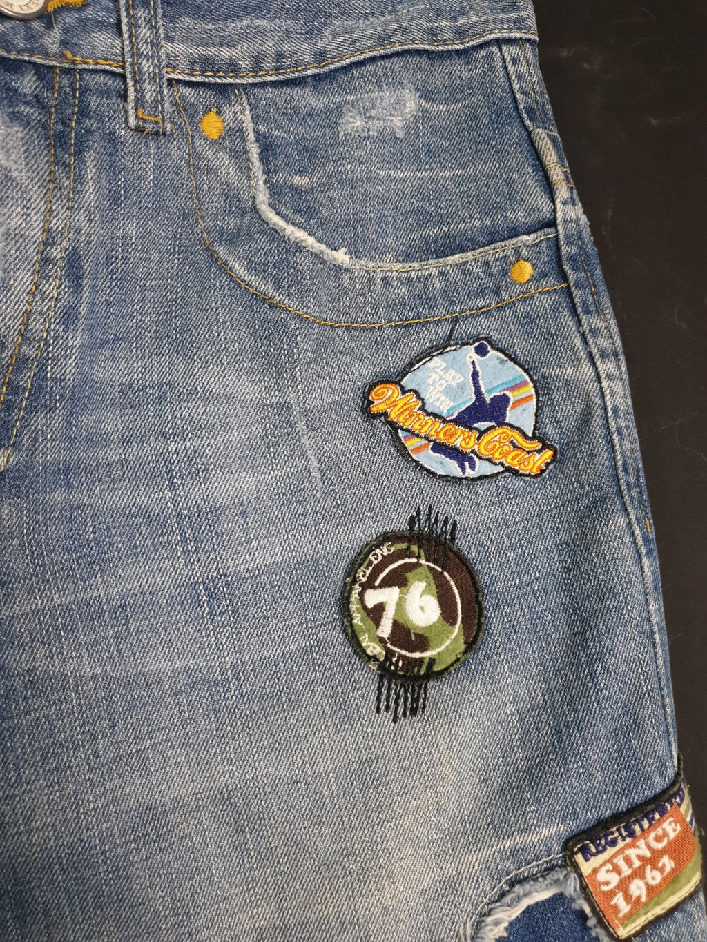 Vintage Men's Patched Denim Jeans - Funkify