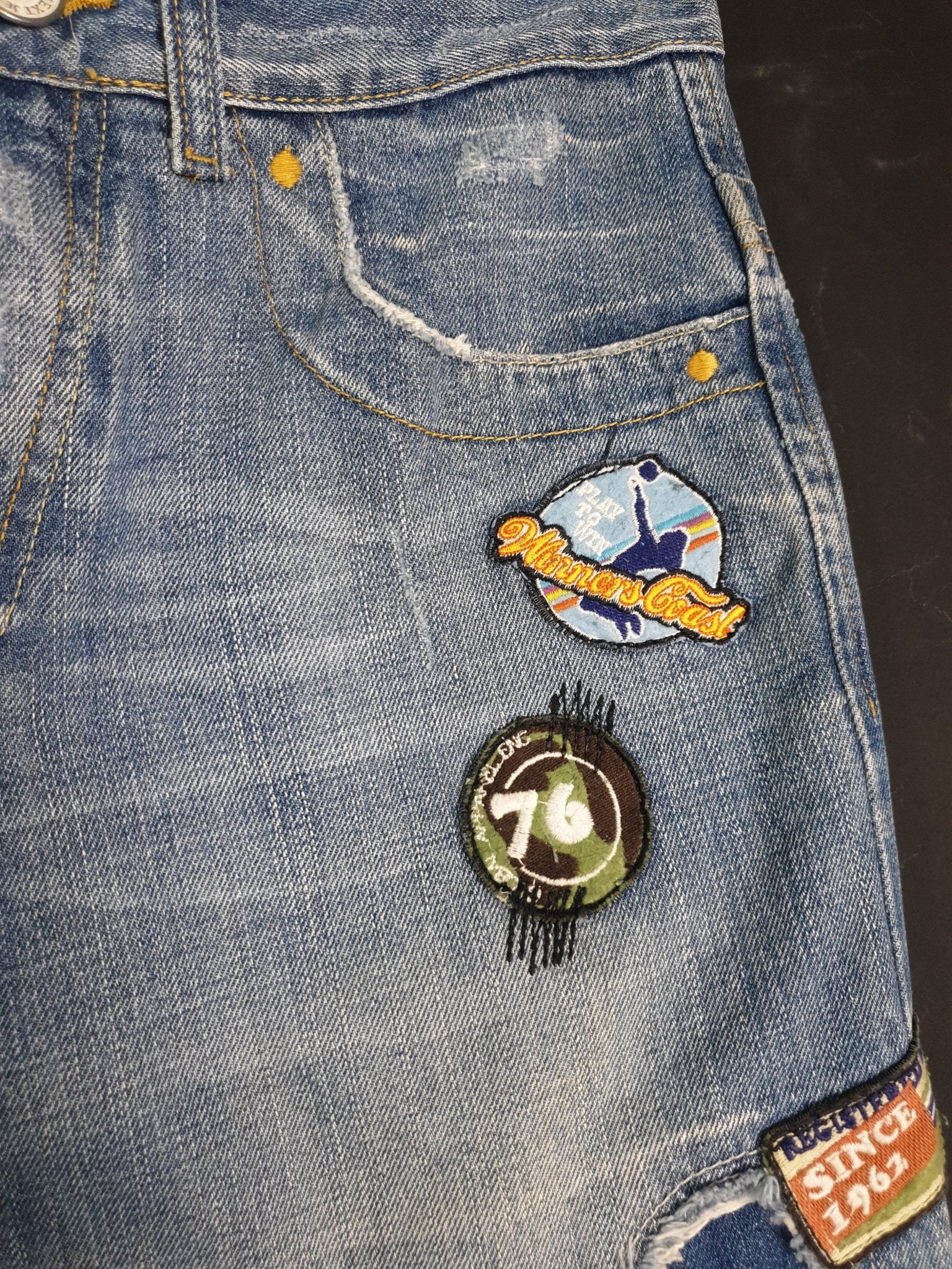 Vintage Men's Patched Denim Jeans - Funkify