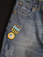 Vintage Men's Patched Denim Jeans - Funkify